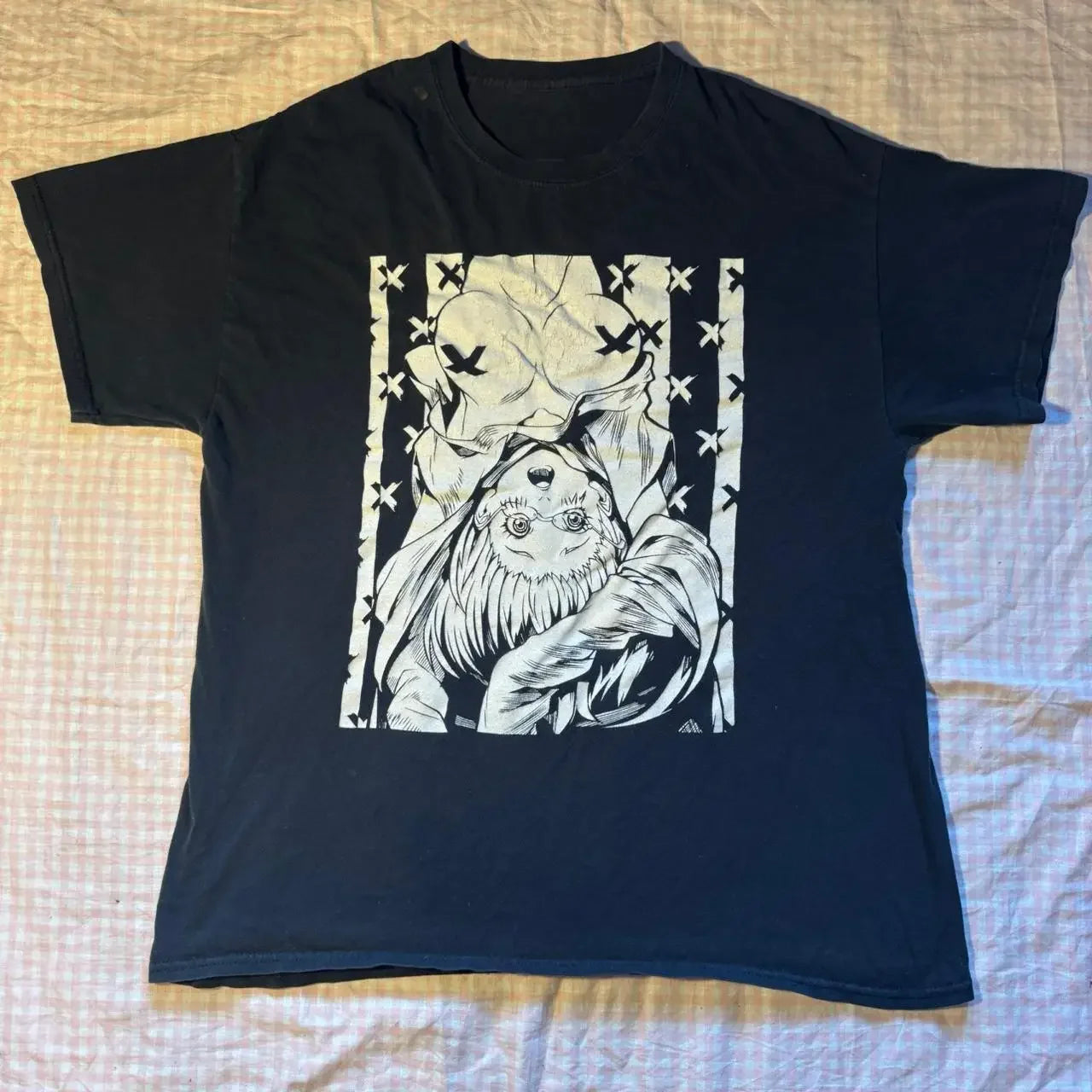 European and American fashion street wear 90s emo dark themed cartoon print retro clothing Gothic loose T-shirt