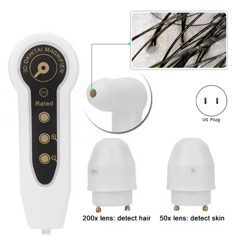AA20-Skin Hair Scalp Detector Analyser For Diagnosis Skin Care Tools With 2 Lens Rechargeable US Plug