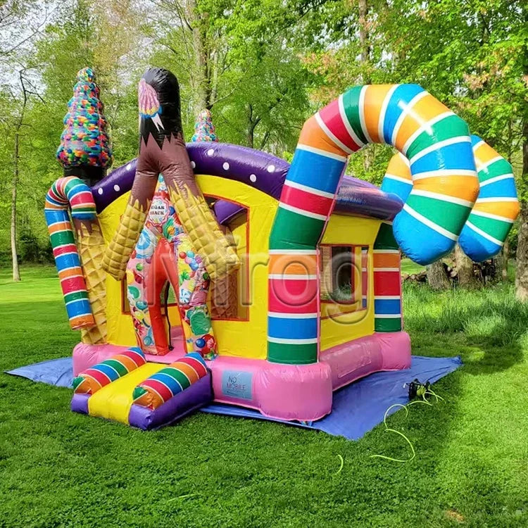 Commercial PVC Grade Candy Bouncer House Combo Inflatable Jumping Bouncy Castle For Kids Party Rental
