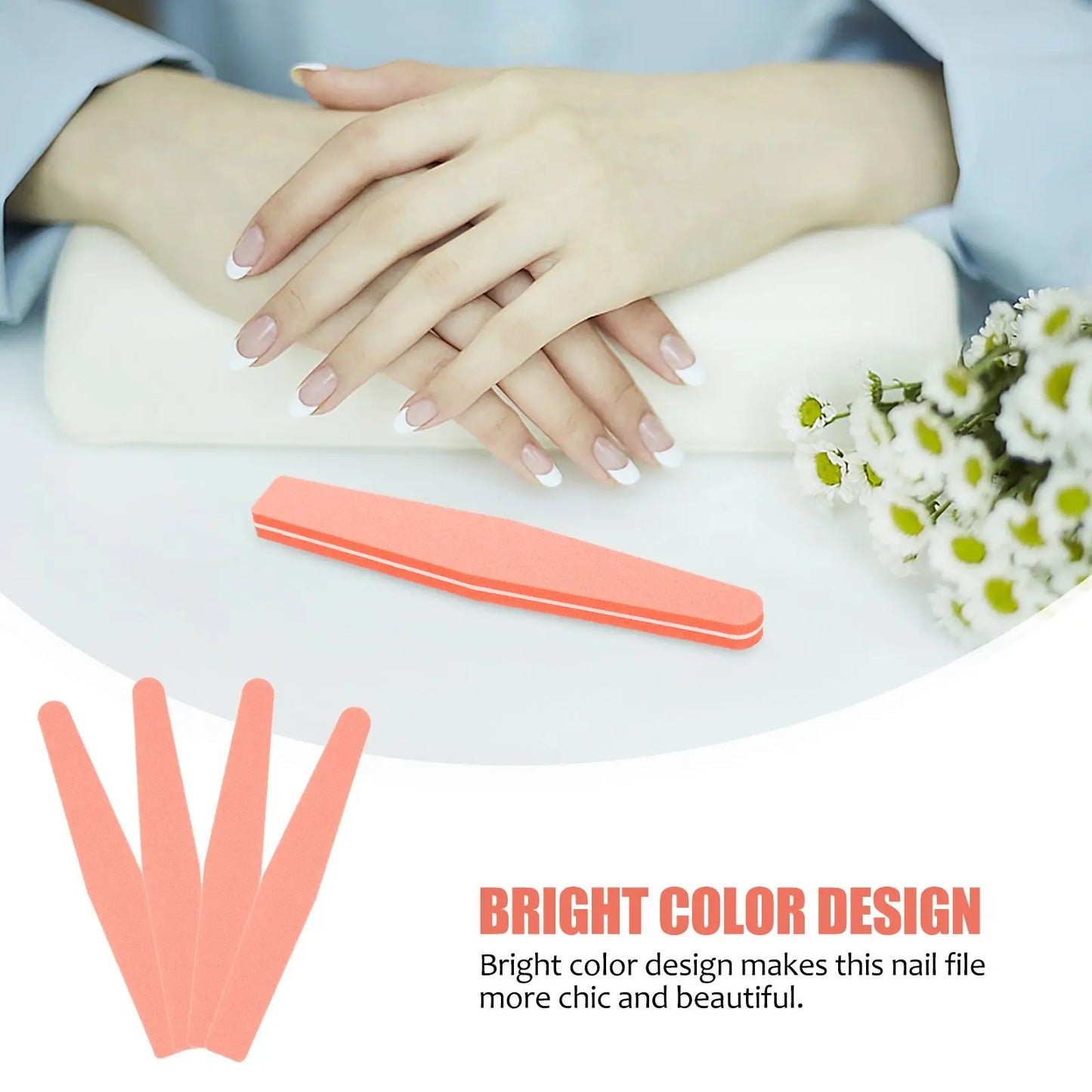10pcs Double Sided Nail Files Colorful Orange Builder Gel Tool Mini Buffer Board Sanding Removal Manicure Salon Use