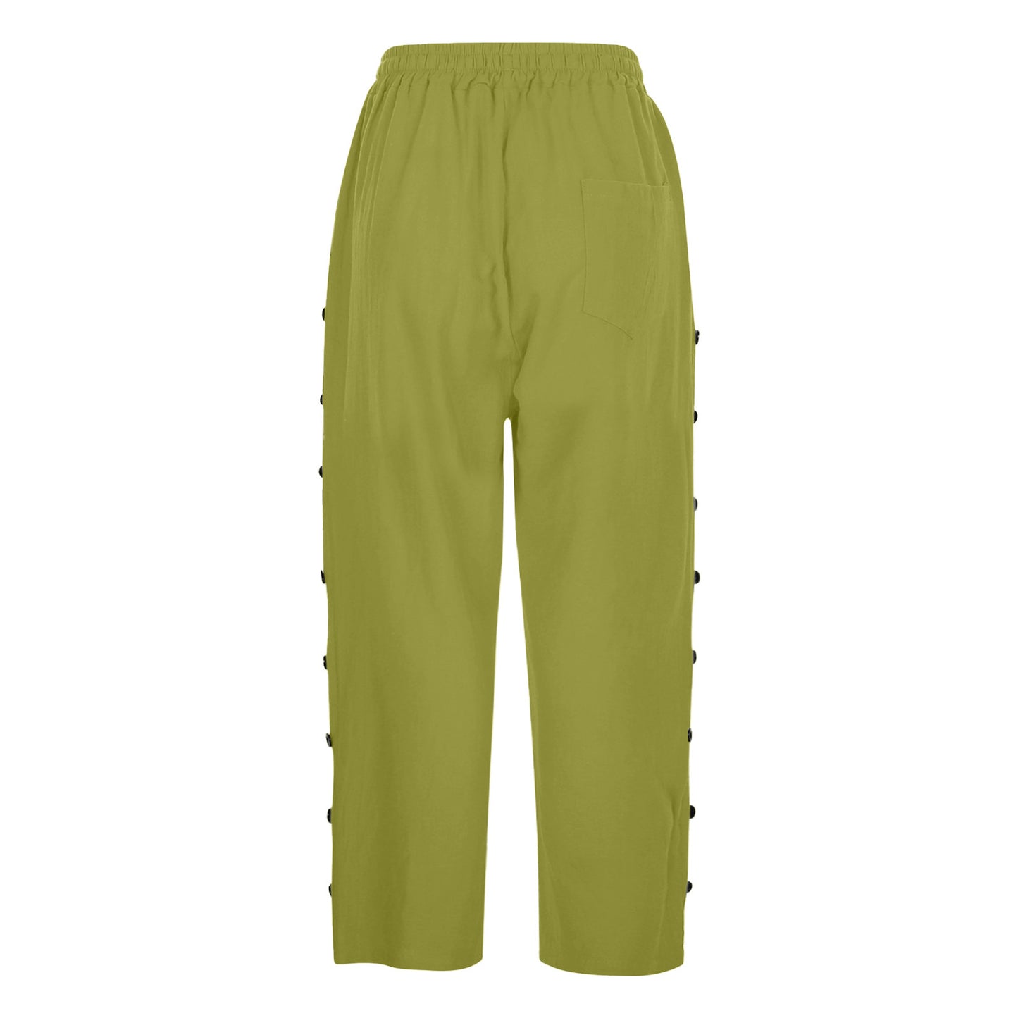 Casual Patchwork Button Cropped Pants For Women
