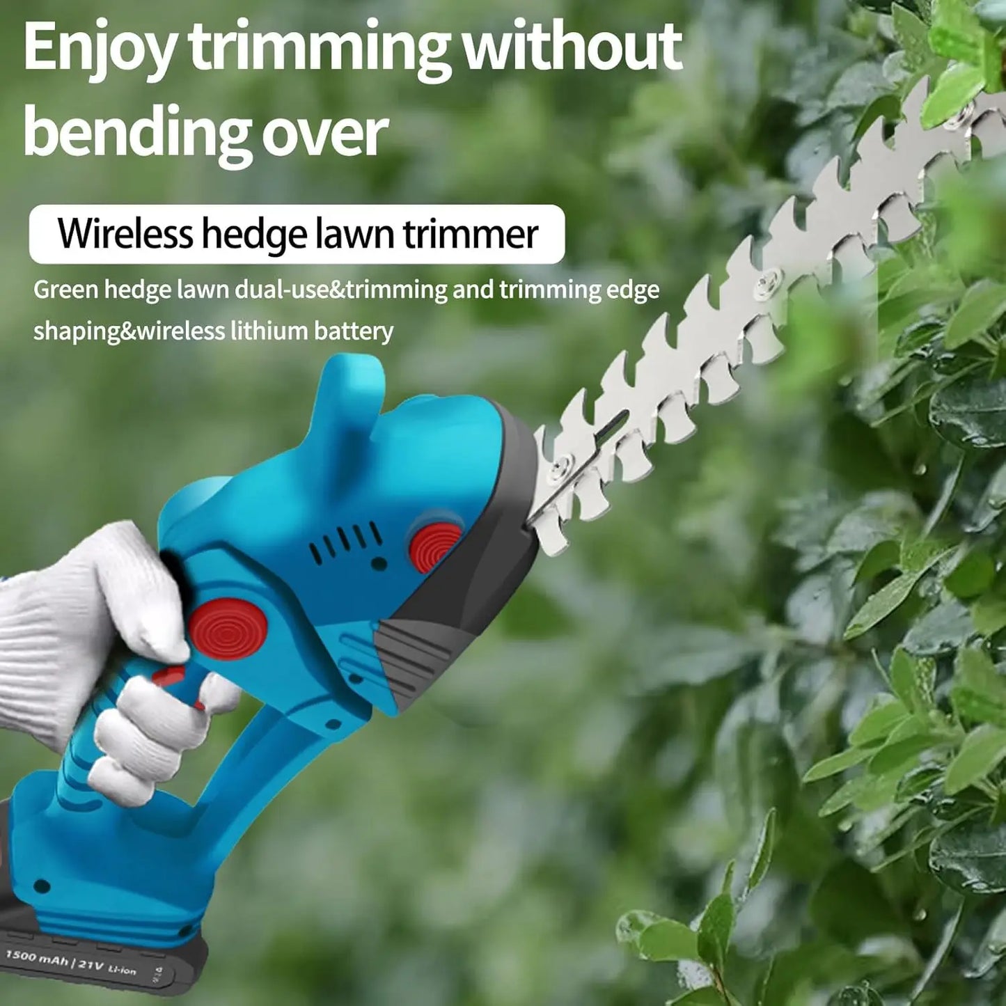 Cordless Grass Shears,2-in-1 Mini Hedge Trimmer,21V Handheld Grass Trimmer,Grass Trimmer with 2Pcs 1500mAh Batteries and Charger