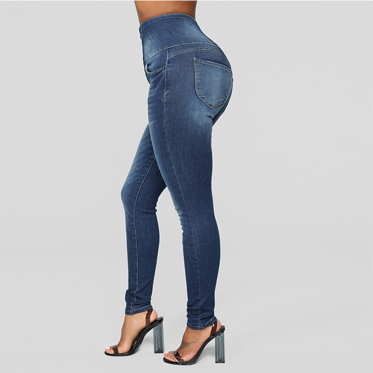 European And American Women's High Waist Slim Jeans Women