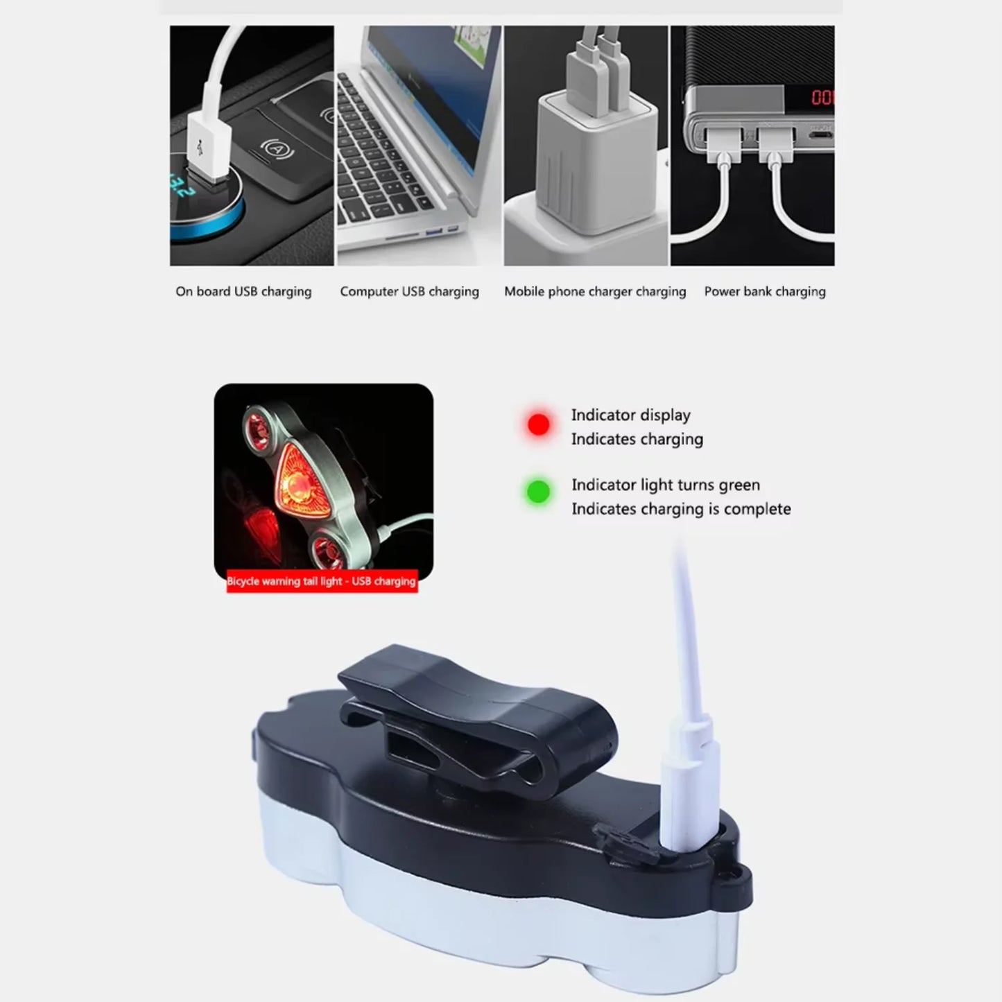Bike Turn Signal Rear Light USB Rechargeable 6 Modes Bicycle Tail Light 9SMD 2LED Turn Signal Lamp Colorful White Red Light