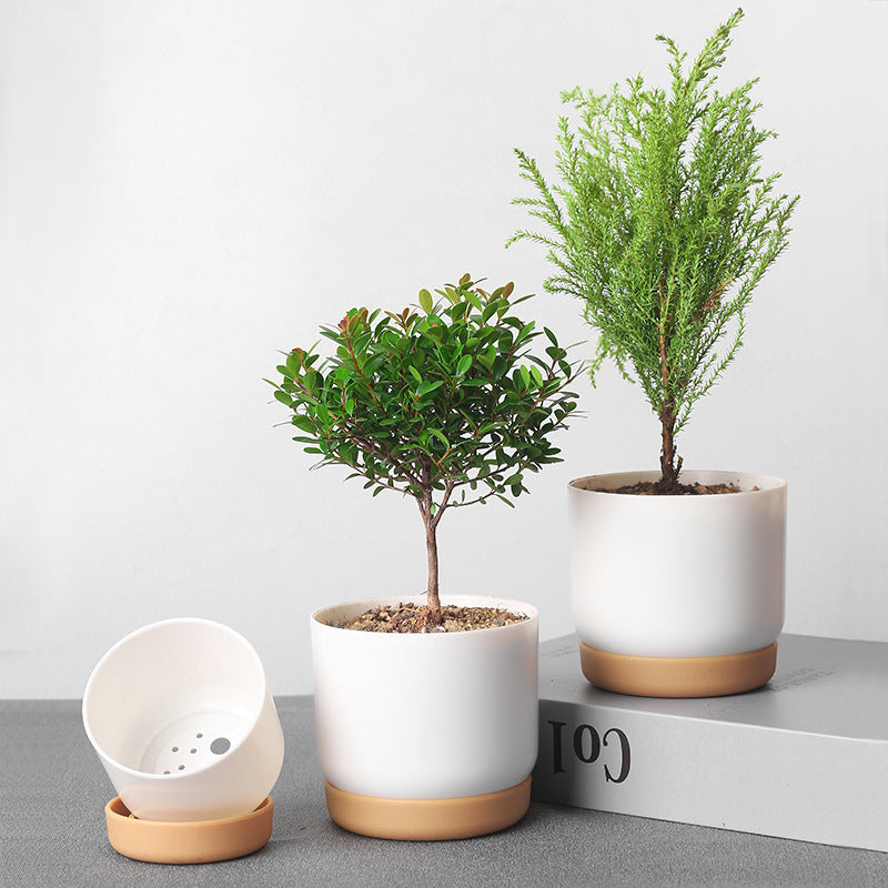 Ceramic Plastic Lazy Person Automatic Water Absorption Small Flower Pot