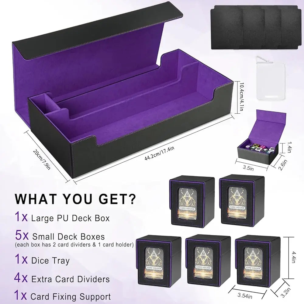 Card De Box For Mtg Commander, Large 6 In 1 Card Storage Display Case With 5Pcs Tcg De Boxes & Dice Tray, Holds 2400+ Unsleeved