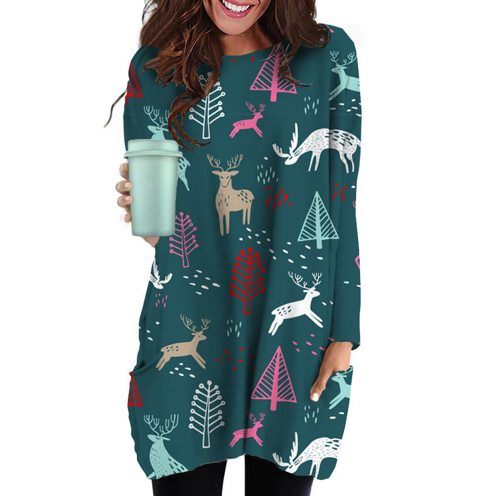 Fashion Long-sleeved Sweater Hot-selling Women's Pocket Skirt