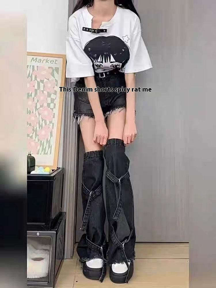 Black Working Wear Denim Shorts Suit Women