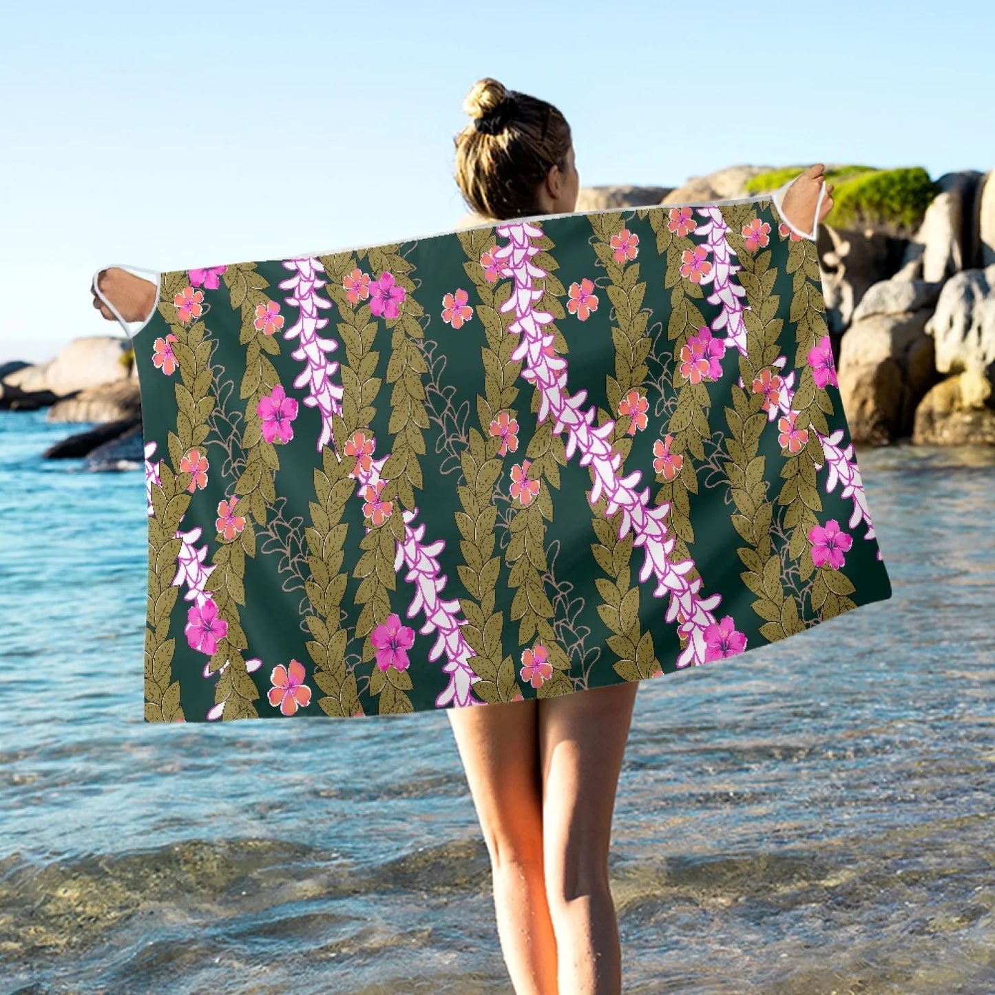 Enchanting Polynesia, Pua Kenini Artistic Scented Flowers, Prints on Demand, Luxury Custom Beach Shawls, Samoa Tropical Paradise