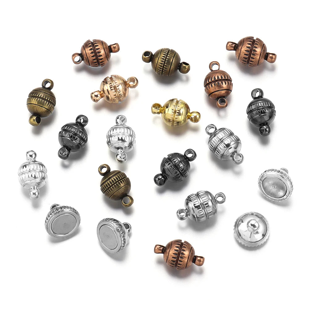 5Pcs/Lot 8/10mm Round Magnetic Connectors Clasps Magnet Charms End Cap for DIY Jewelry Making Couple Bracelet Necklace Accessori