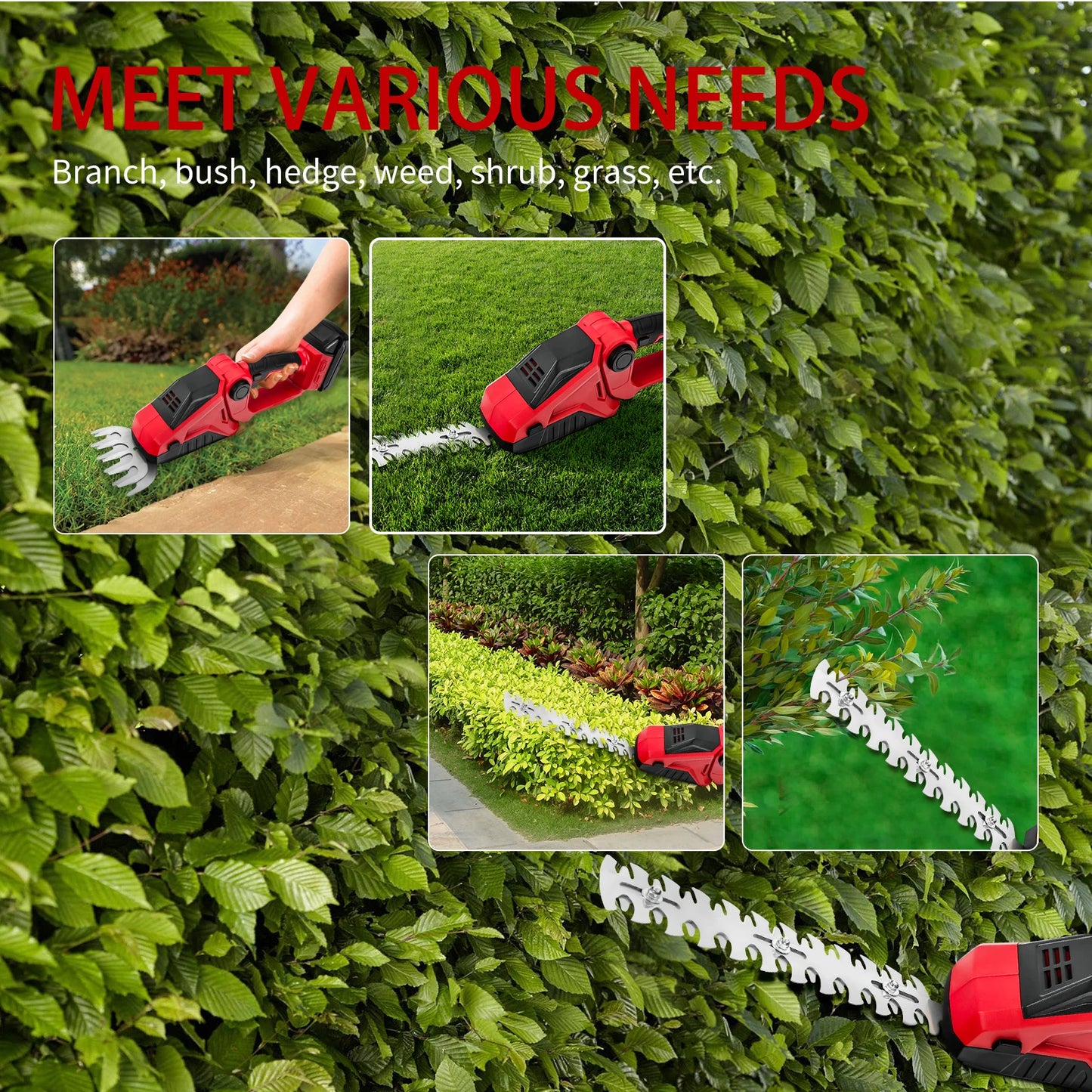 2 IN 1 Hedge Trimmer Cordless For Milwaukee 18V Battery Electric Grass Shears Handheld Shrub Trimmer Bush Trimmer (No Battery)