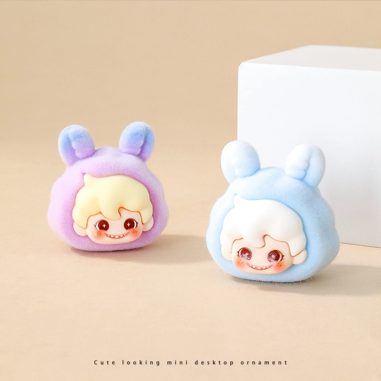 Blind box 9pcs Dimoo Labubu Lovely Anime Flocked Action Figure Decorative Pendant Desktop Kawaii Dolls Car Ornaments Toy Gifts