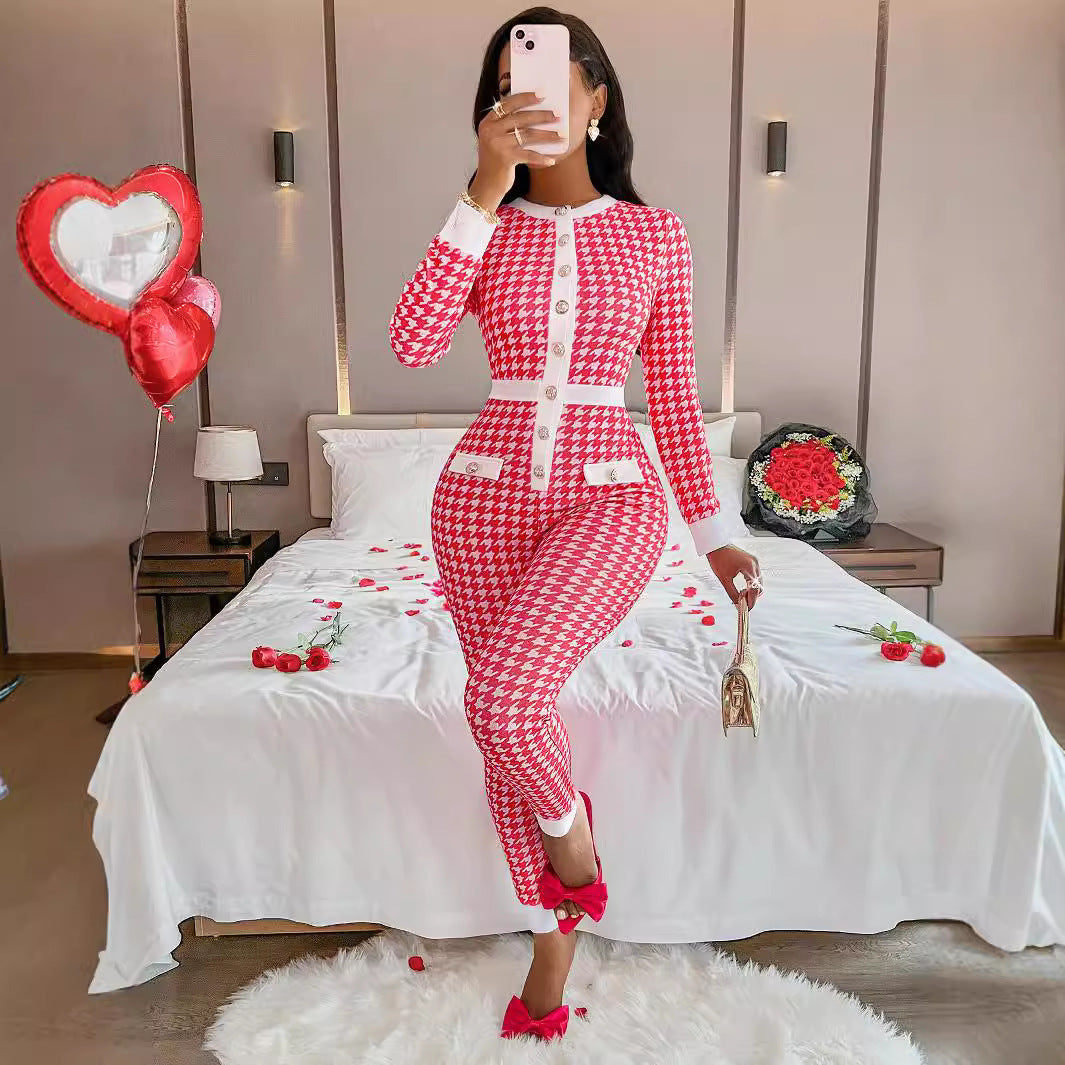 Autumn And Winter European And American Women's Clothing Tight Jumpsuit