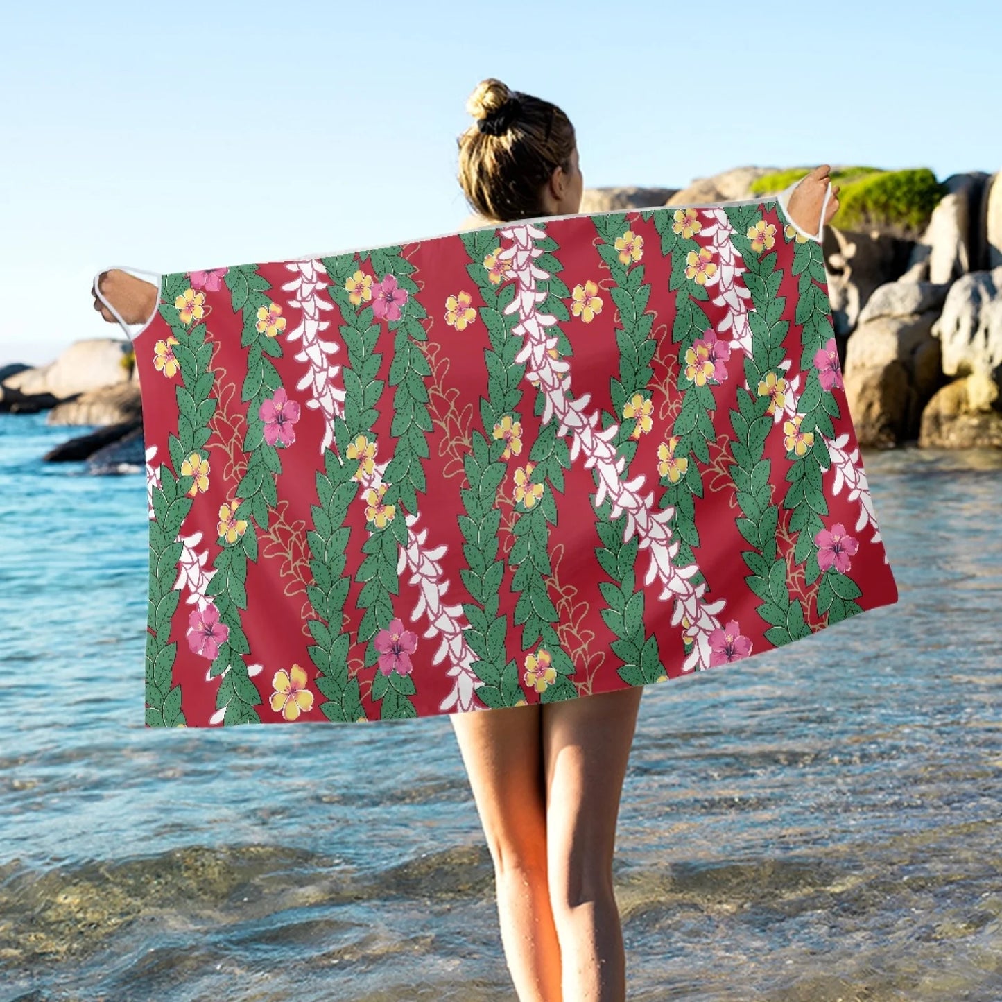 Enchanting Polynesia, Pua Kenini Artistic Scented Flowers, Prints on Demand, Luxury Custom Beach Shawls, Samoa Tropical Paradise