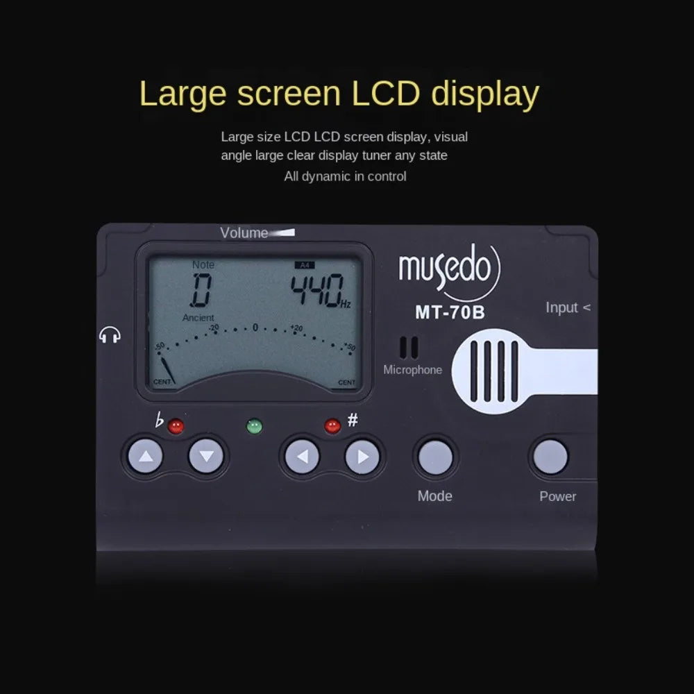 Built-In Microphone Music Tuner with Clip 3 Modes 3 in 1 Metronome Tone Generator LCD Portable Electronic Metronome Guitar