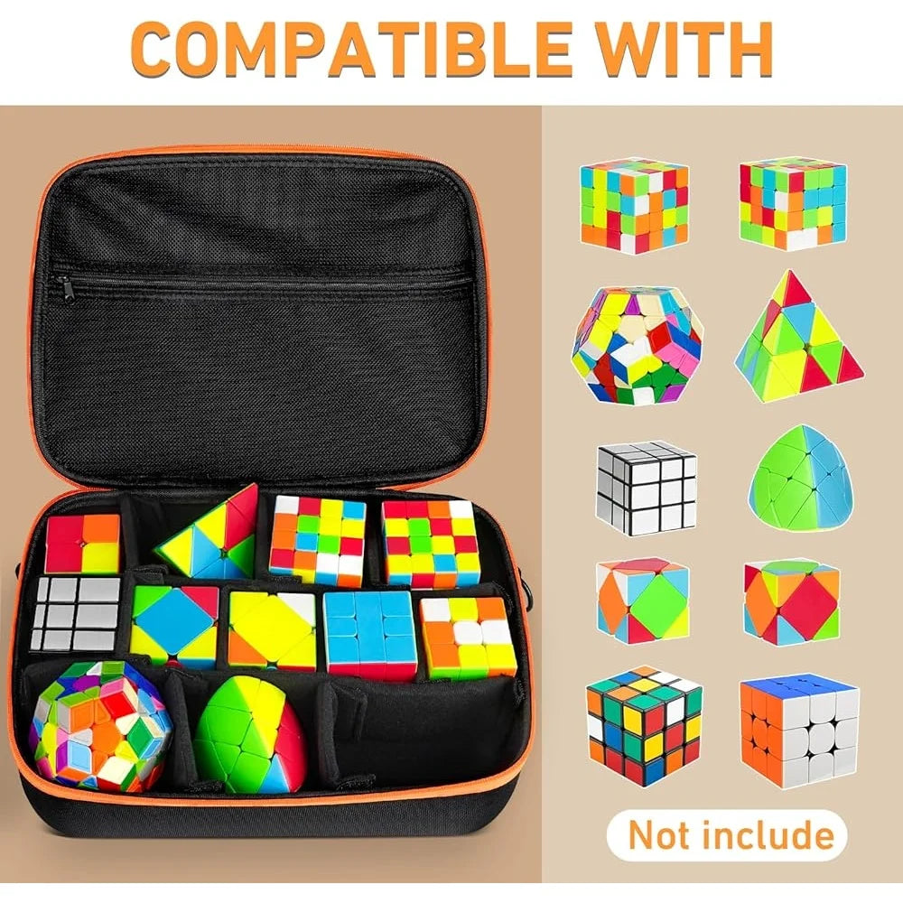 EVA Hard Case Speed Cube Storage Adjustable Compartments Portable Water Resistant Fidget Toy Travel Accessories Brain Teaser