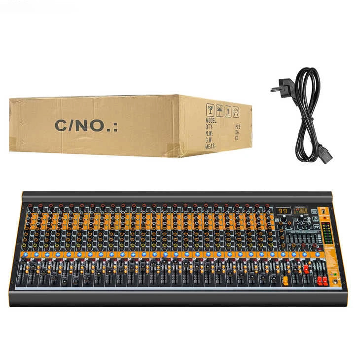 COOYINKA Professional Mixer Dual 12-band Level Display Main Output, MP3 with Digital Display Earphone Display Output