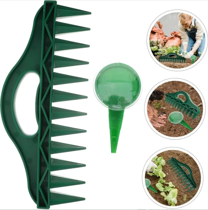 1/2pcs Green Handheld Seeder Tool with 12-Hole Design, Durable Gardening Rice Planter for Seeding and Soil Loosening