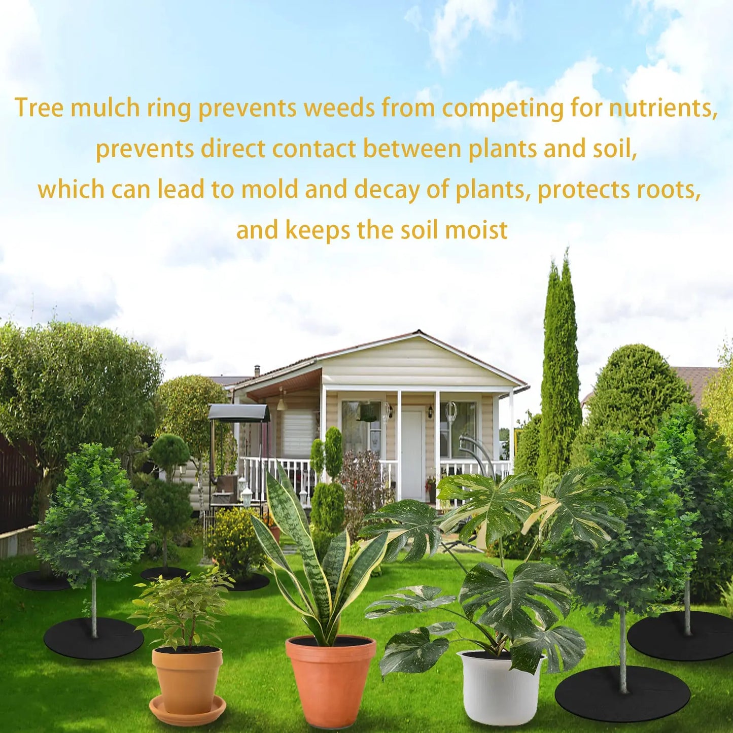 10PCS Non-Woven Tree Mulch Ring Weeding Barrier Protector Mat Plant Cover Anti Grass, Gardening Fabric Weed Control outdoor