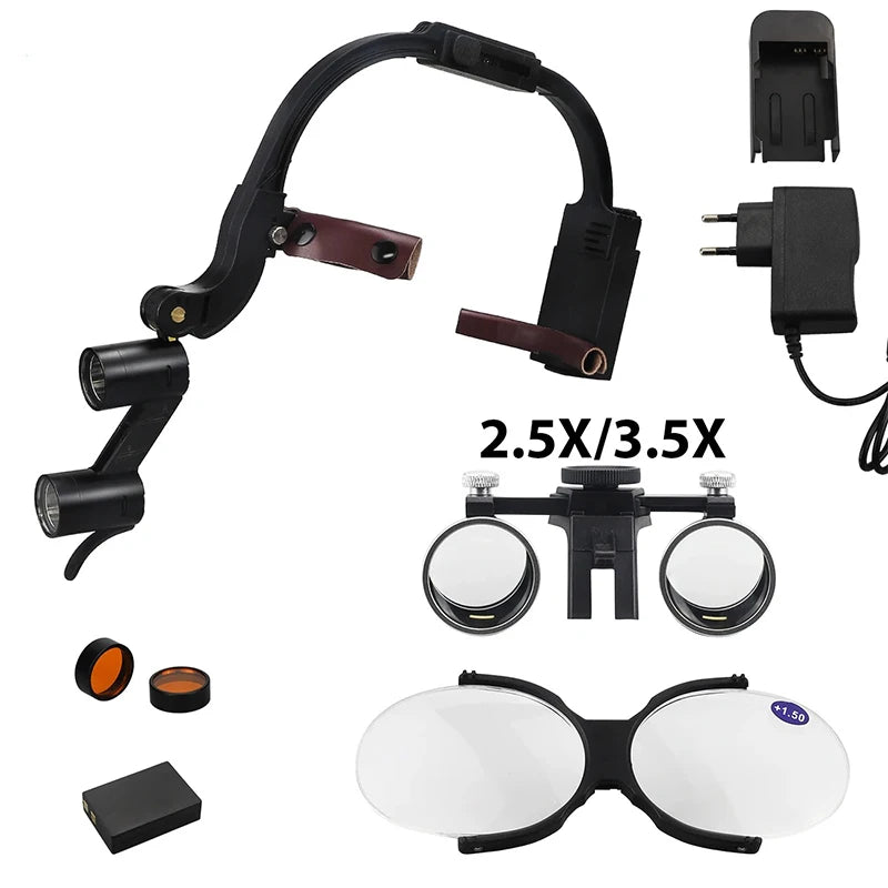 Dental Loupes Wireless LED Dental Headlight Lamp Rechargeable Headlamp Surgical Luxury Magnifying Glasses Dentists Lab Equipment