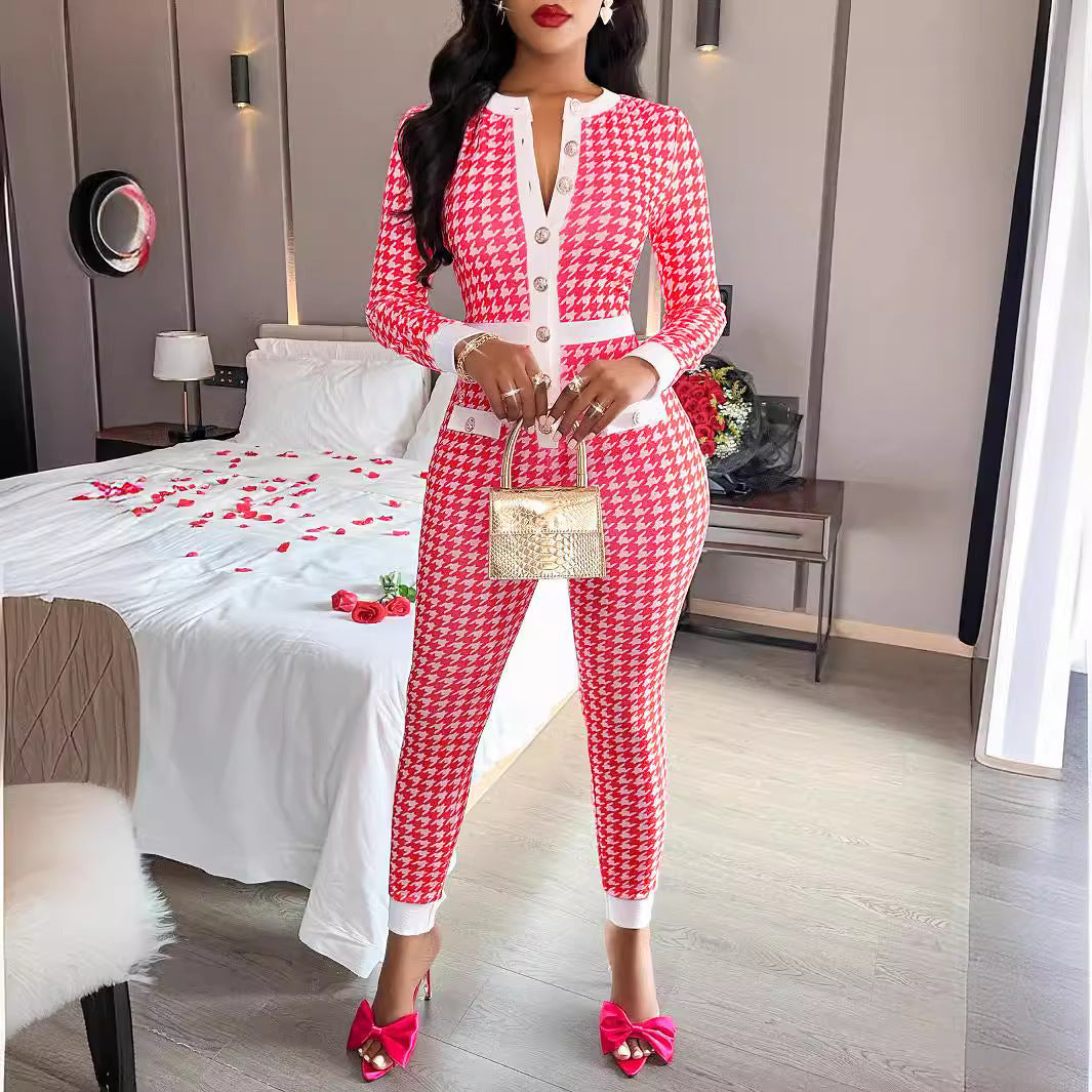 Autumn And Winter European And American Women's Clothing Tight Jumpsuit