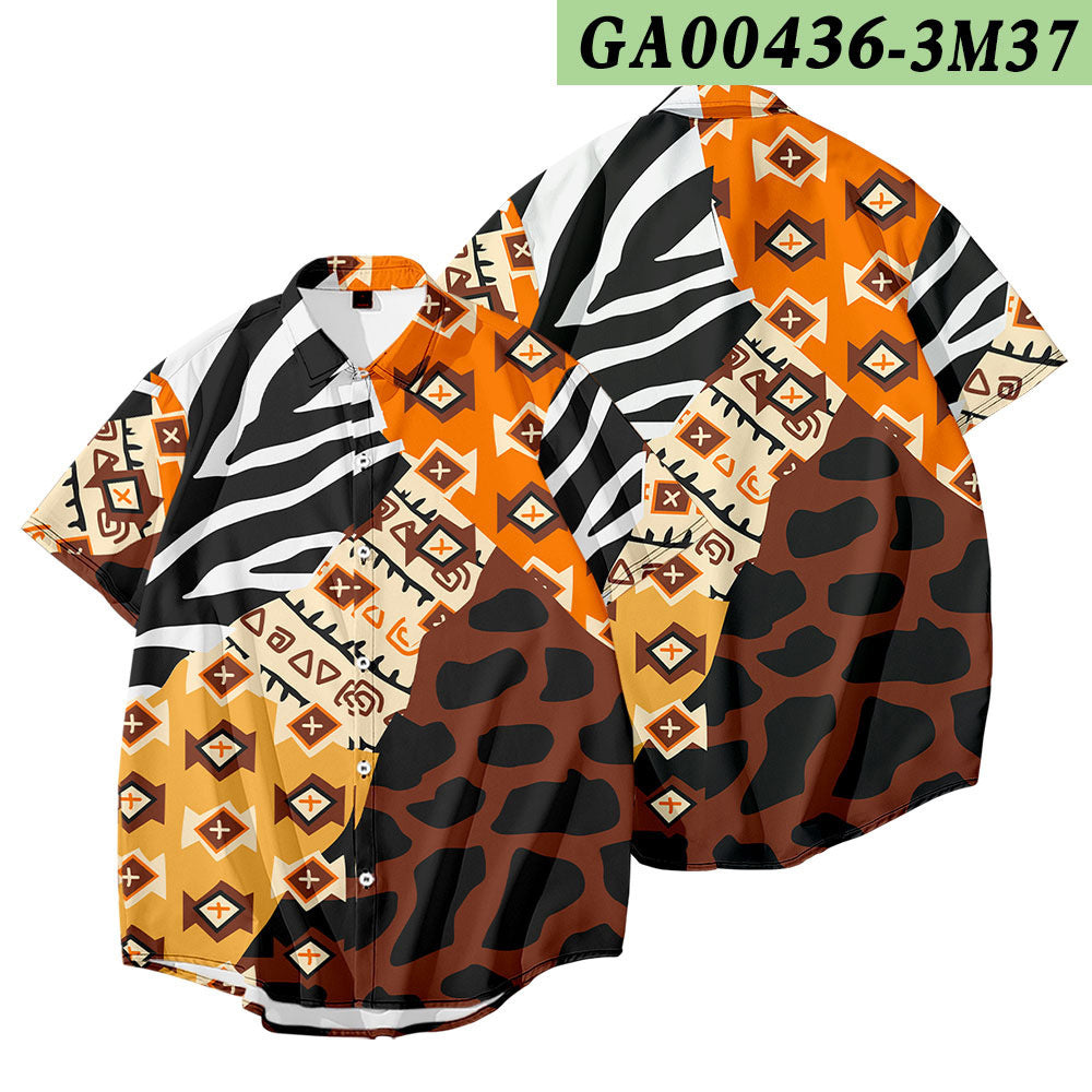 Fashion Men's Shirts Geometric Camouflage Personality