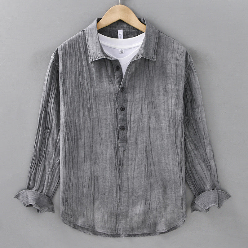 Casual Crumpled Pullover Linen Shirt