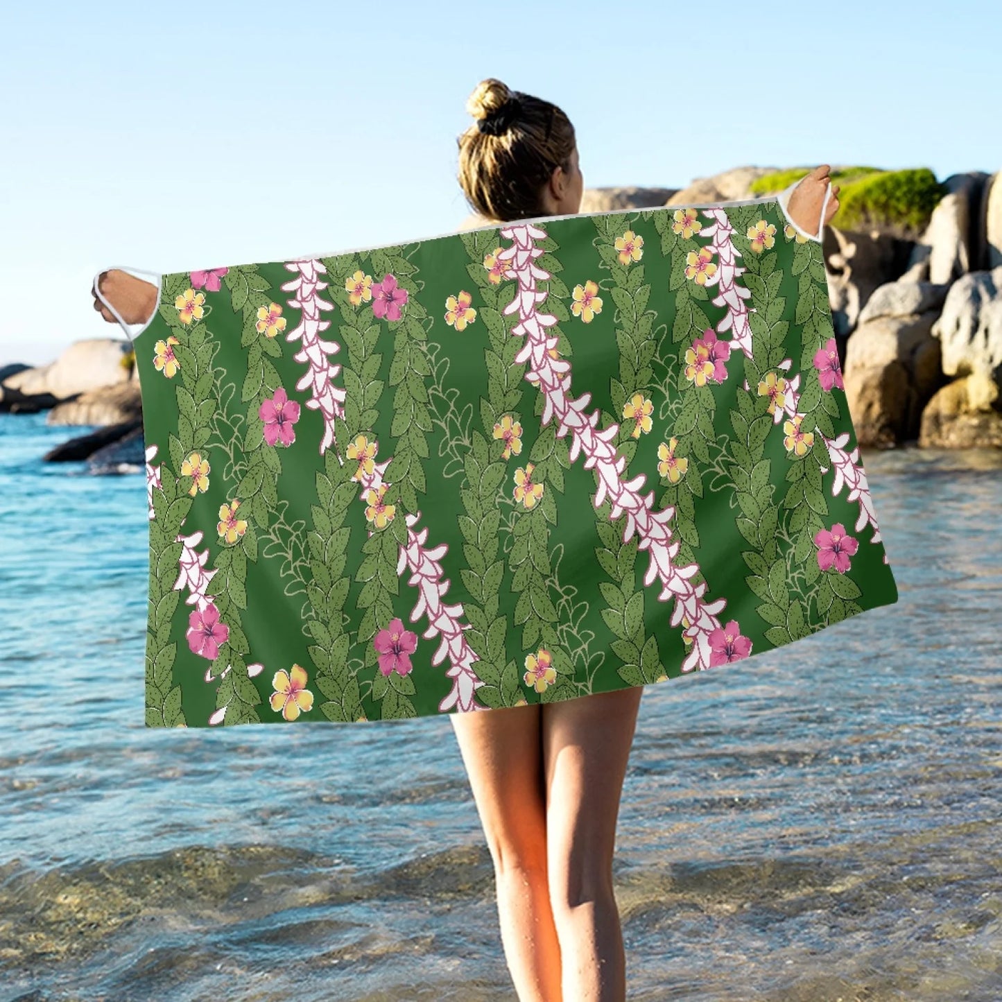 Enchanting Polynesia, Pua Kenini Artistic Scented Flowers, Prints on Demand, Luxury Custom Beach Shawls, Samoa Tropical Paradise