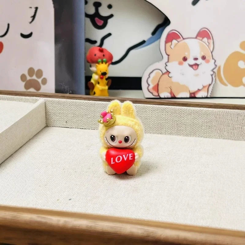 Cartoon Love Crown mini Labubu Series Mini Flocking Exquisite Cute Doll Gift Diy Pendant Accessories Decoration Kawaii Toys Gift