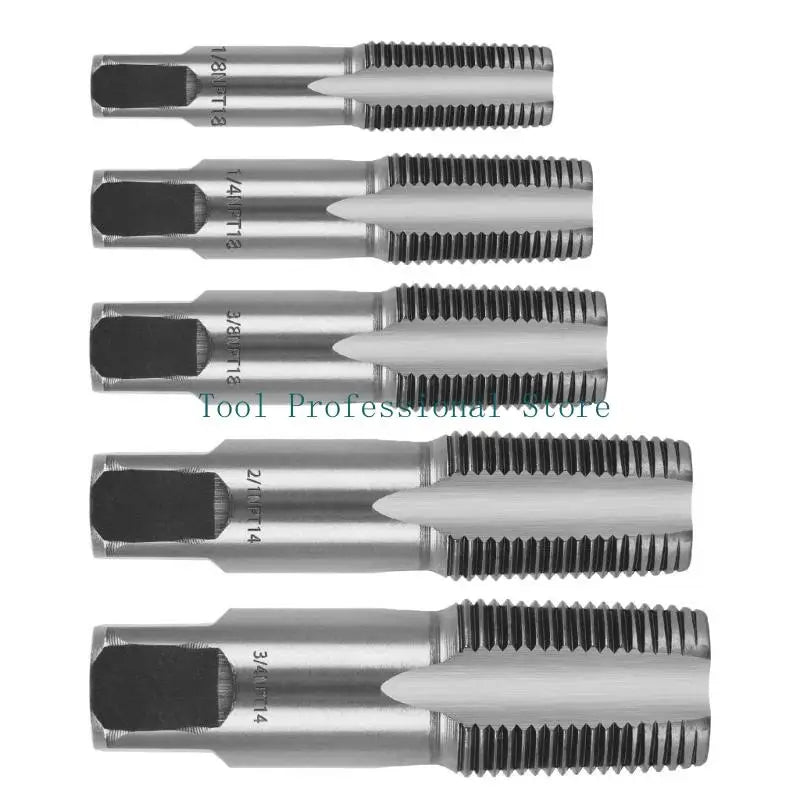 57QF 5Pcs NPT Pipe Tap Set 1/8" 1/4" 3/8" 1/2" and 3/4" With Case Carbon Steel For Cleaning Or Re-Thread Damaged Thread