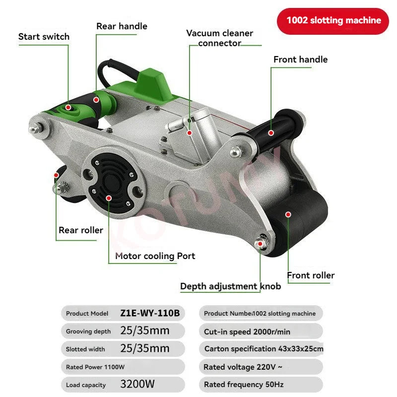 Electric Light Brick Slotting Machine Wall Line Slotting Machine Slotting 25/35MM Concrete Cutting Grooving Tools
