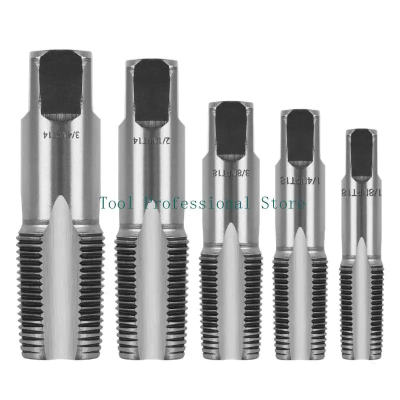 57QF 5Pcs NPT Pipe Tap Set 1/8" 1/4" 3/8" 1/2" and 3/4" With Case Carbon Steel For Cleaning Or Re-Thread Damaged Thread
