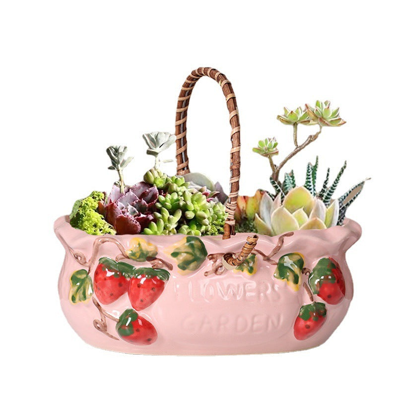 Creative Color Painted Strawberry Large And Small Diameter Succulent Flower Pot