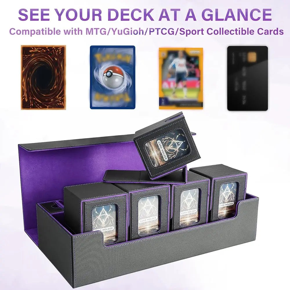 Card De Box For Mtg Commander, Large 6 In 1 Card Storage Display Case With 5Pcs Tcg De Boxes & Dice Tray, Holds 2400+ Unsleeved