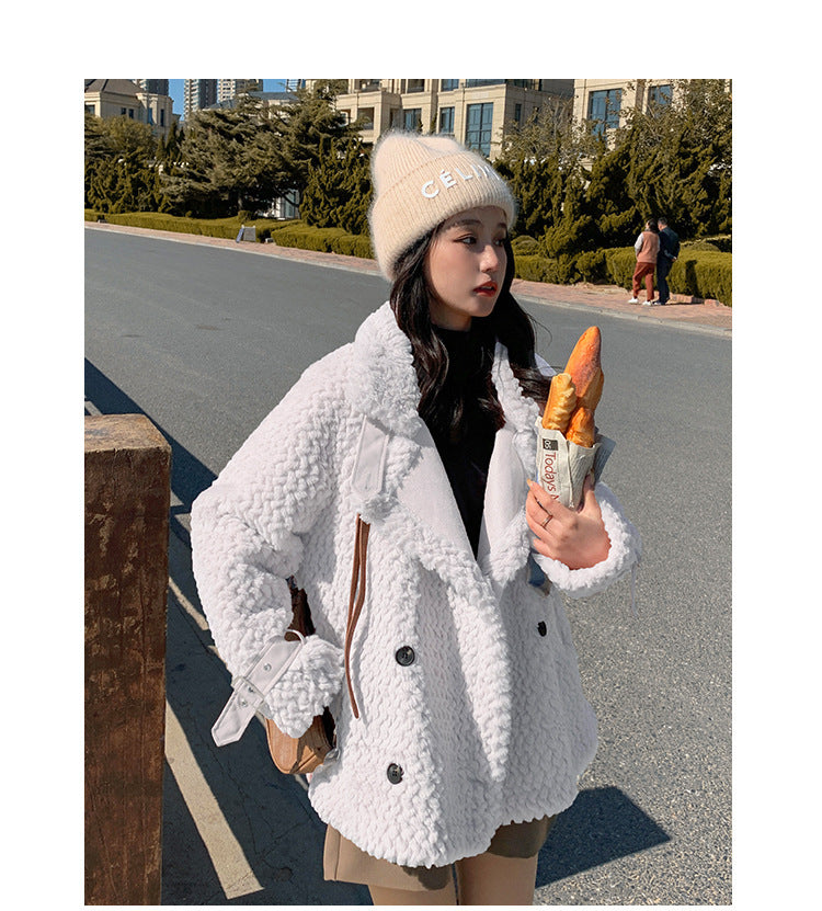 Fashion Ladies Winter Plush Lamb Wool Coat