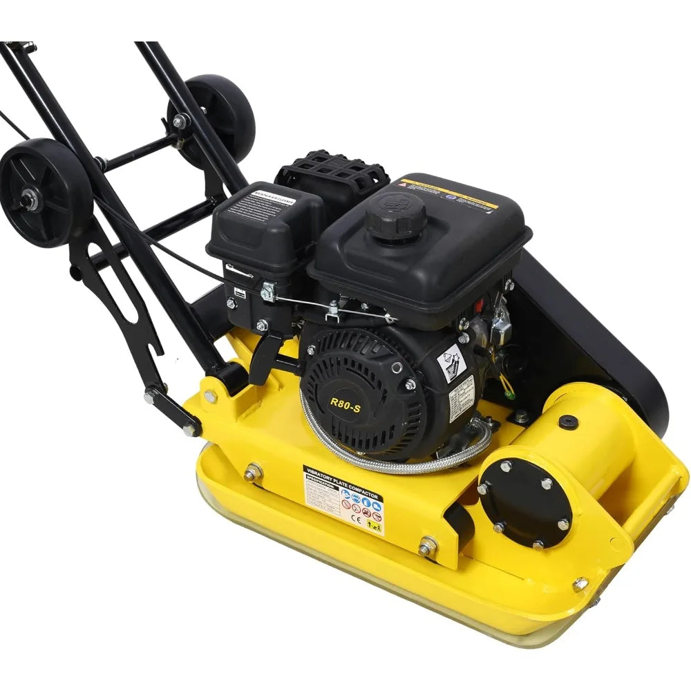 2.5HP Plate Compactor Gas 79.7CC 8200N Force Construction Concrete Tamper Machine Power Paver 19.3 x 12.6" Plate Pavement Compac