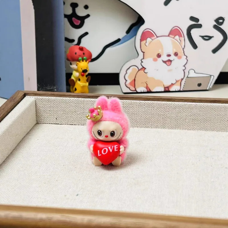 Cartoon Love Crown mini Labubu Series Mini Flocking Exquisite Cute Doll Gift Diy Pendant Accessories Decoration Kawaii Toys Gift