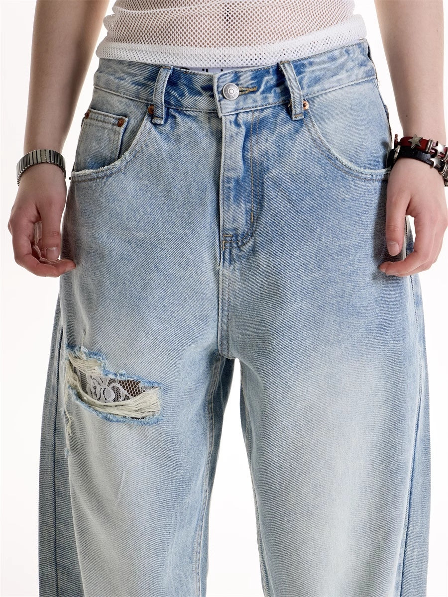 American Retro Hot Girl Style Ripped Design Jeans