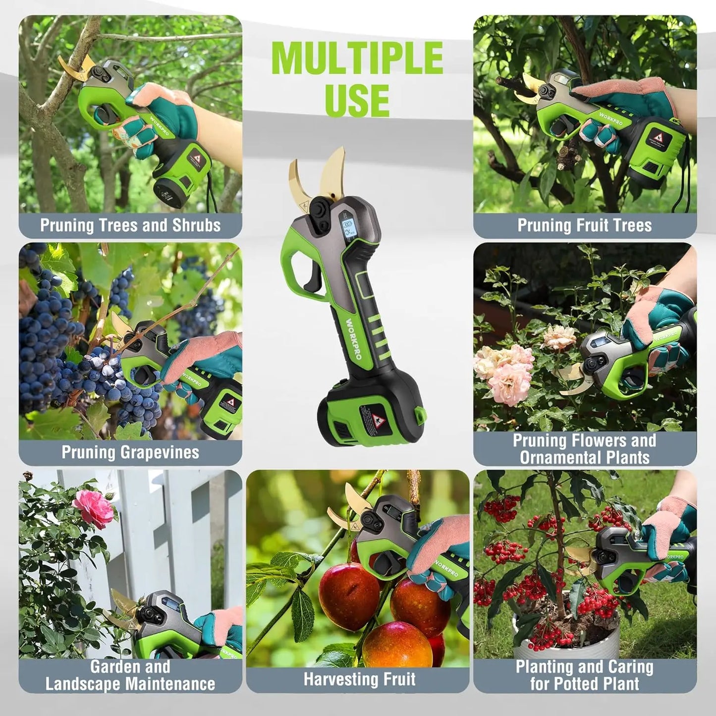 12V Electric Pruning Shears, Battery Powered Pruning Shears, Cordless Tree Pruner, 1.2 Inch Cutting Diameter, Branch Cutter Gard