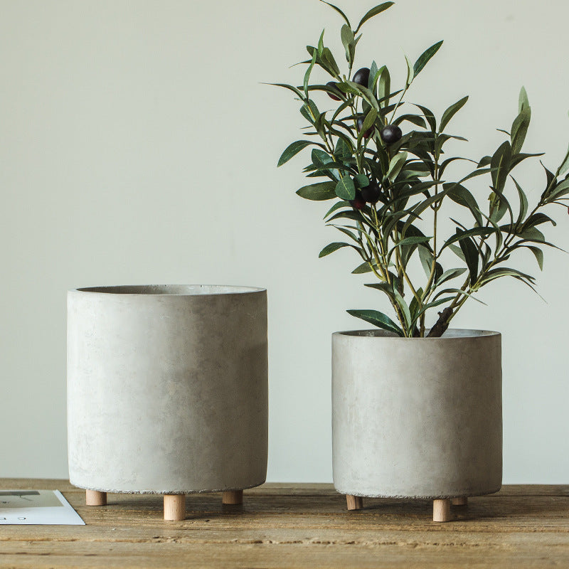 Desktop Cement Flowerpot With Legs