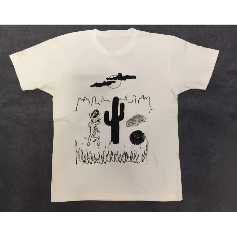 American fashion street high street Harajuku retro style printed simple style short sleeved summer loose casual trend unisex T-s