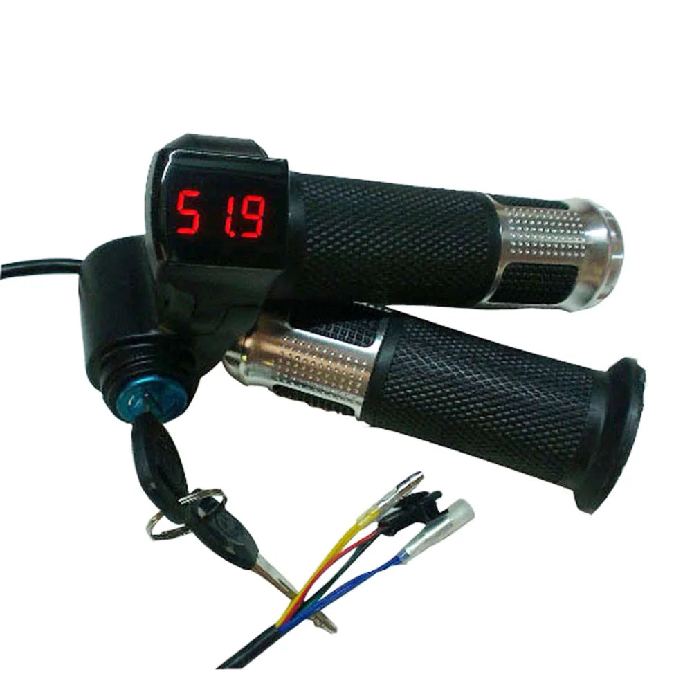 Electric Bike/Scooter Twist Throttle with Battery Power LCD Display Switch Handlebar Grips for Electric Bicycle/Scooter/E-Bike