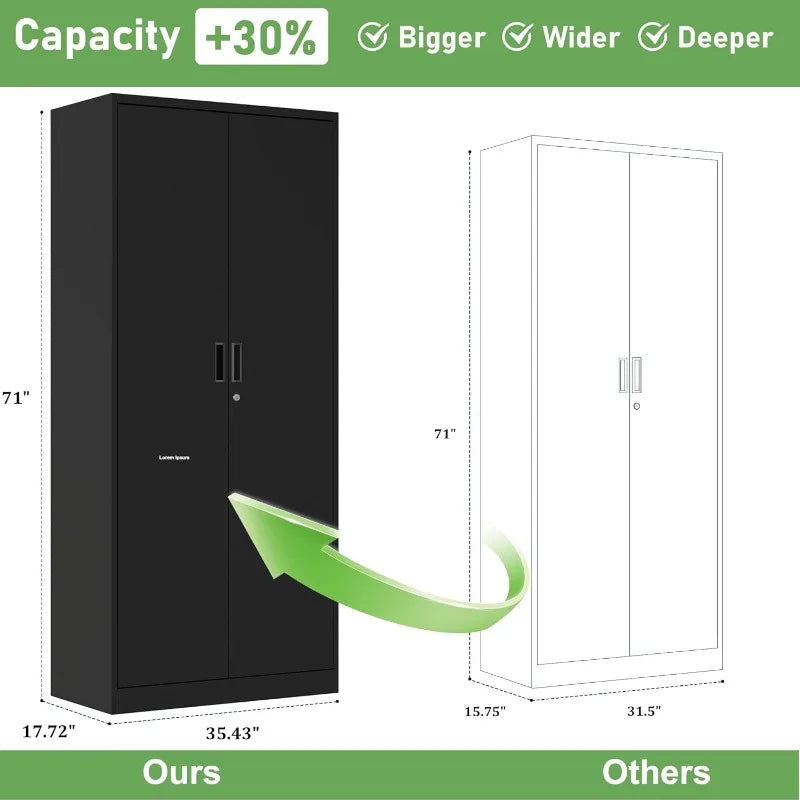 Big Metal Garage Storage Cabinet with Locking Doors, Lockable Heavy Duty Metal Tool Cabinet with Pegboard, Metal Utility Cabinet
