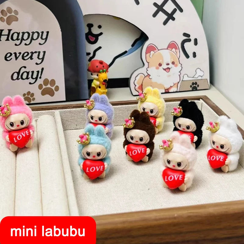 Cartoon Love Crown mini Labubu Series Mini Flocking Exquisite Cute Doll Gift Diy Pendant Accessories Decoration Kawaii Toys Gift
