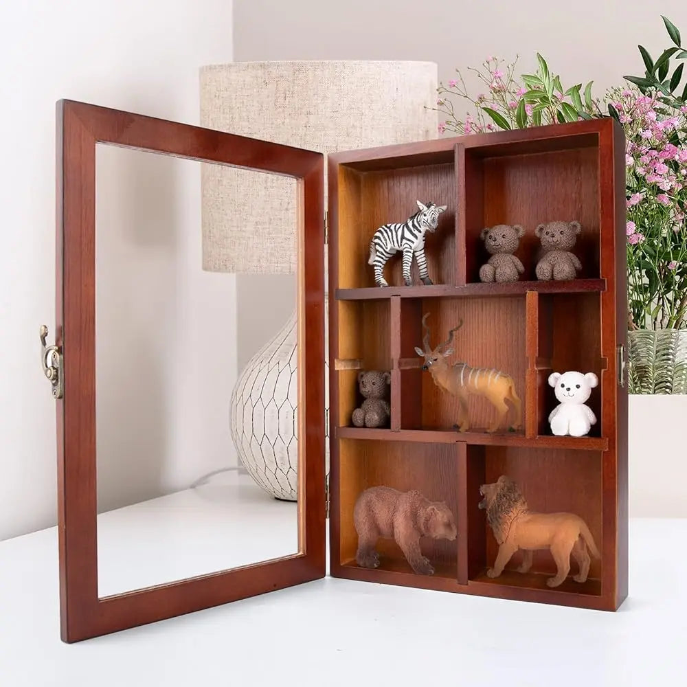 Adjustable Ro Display Case, Crystal Collection Box With Shelves, Wood Witchy Stones Organizer Storage,Gem Holder With Lid For