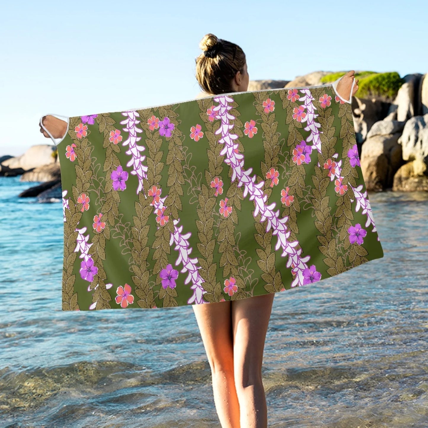 Enchanting Polynesia, Pua Kenini Artistic Scented Flowers, Prints on Demand, Luxury Custom Beach Shawls, Samoa Tropical Paradise