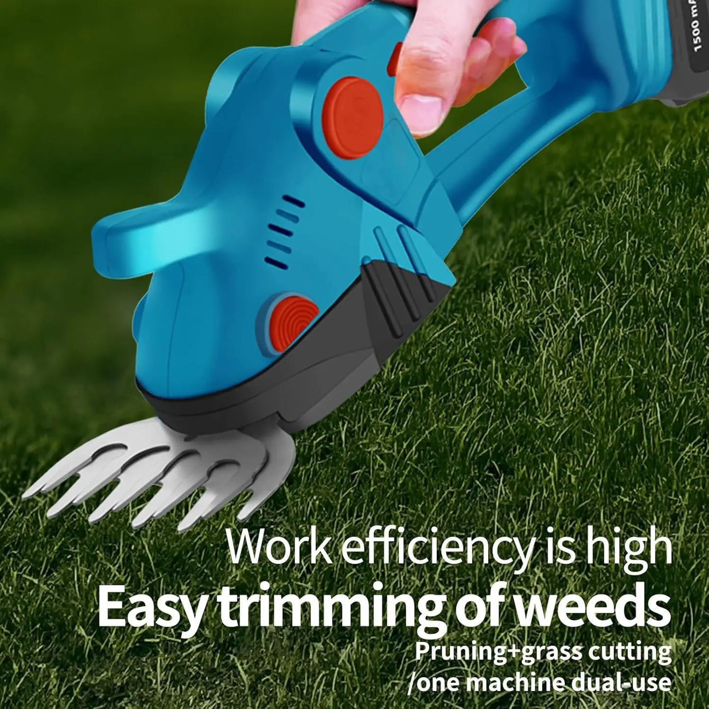 Cordless Grass Shears,2-in-1 Mini Hedge Trimmer,21V Handheld Grass Trimmer,Grass Trimmer with 2Pcs 1500mAh Batteries and Charger