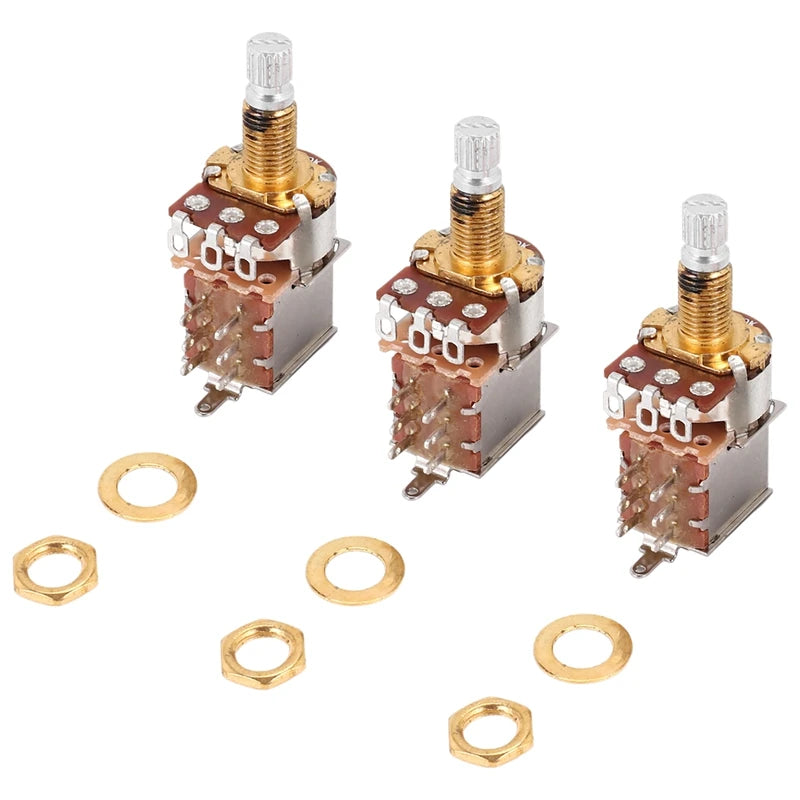 ABXI-3Pcs A500K Potentiometer Push Pull Switch Guitar Control Pot Electric Guitar Tone Volume Parts