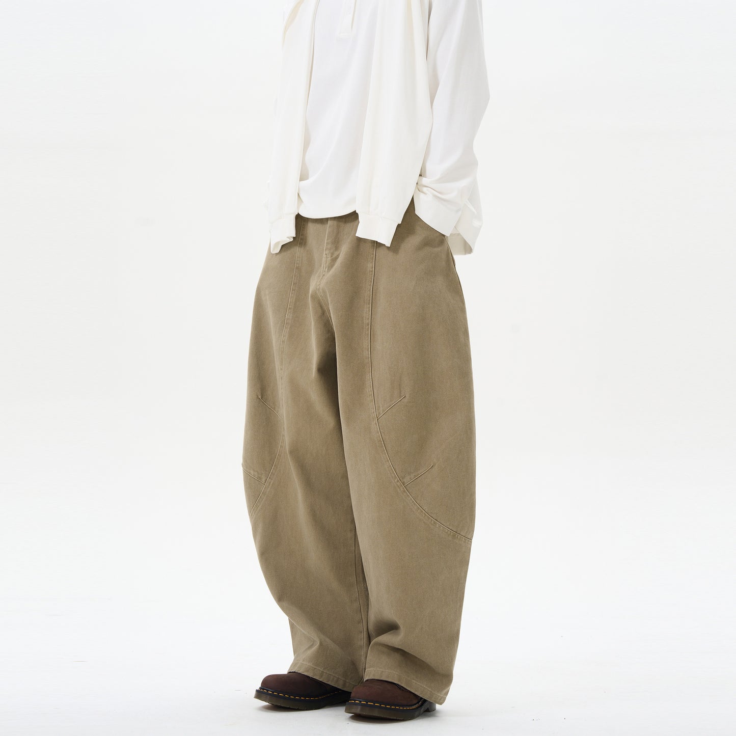 American Retro Green Brown Loose Matchet Pants Men And Women