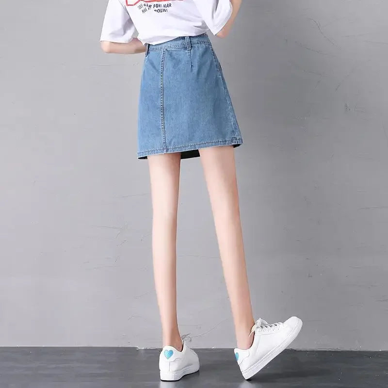 Black Jeans Skirts for Women Midi High Waist Woman Denim Skirt White Stylish Streetwear Vintage Korean Fashion Modest Cheap Y2k